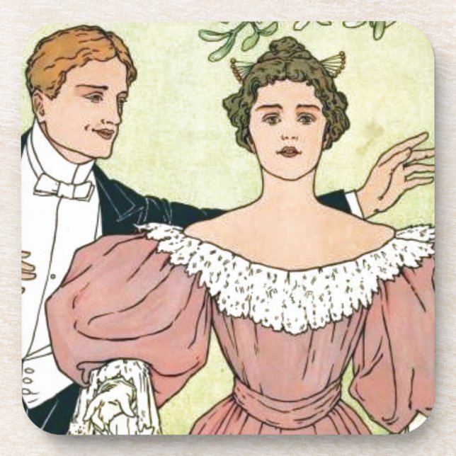 Lovers under the Mistletoe Coaster (Front)