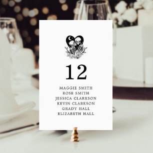 Lovers Until Death Skeletons & Roses Table Number