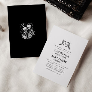 Lovers Until Death Skeletons & Roses Wedding Invitation