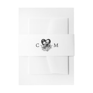 Lovers Until Death Skeletons & Roses Wedding Invitation Belly Band