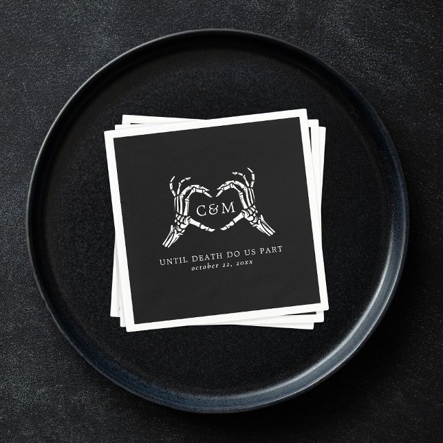 Lovers Until Death Skeletons & Roses Wedding Napkin (Creator Uploaded)