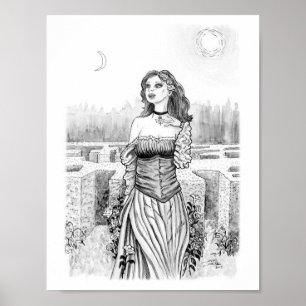 Lover's Witch in Garden Poster