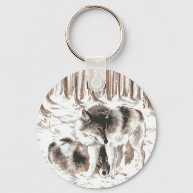 LOVERS  Wolf Couple Key Ring (Front)