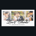 Loves and Thanks Black Script 3-Photo Thank You Card<br><div class="desc"></div>