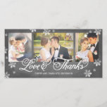 Loves and Thanks Chalkboard Snowflake 3-Photo Thank You Card<br><div class="desc">Winter themed thank you card perfect for newlyweds to send out during the winter or as a holiday card.</div>
