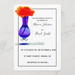 Love's apricot rose modern wedding invitation