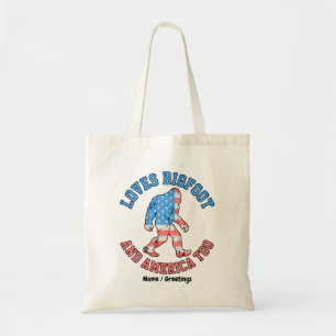 Loves Bigfoot and America Too Patriotic American Tote Bag