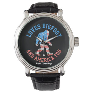 Loves Bigfoot and America Too Patriotic American Watch