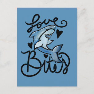Loves BITES funny Valentine's day Shark Postcard
