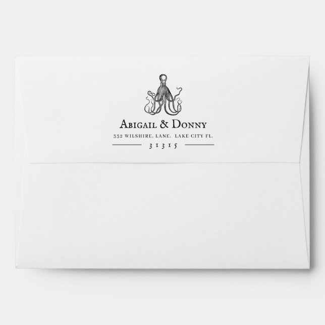 Love's Embrace | Pre-addressed octopus themed Envelope (Back (Top Flap))