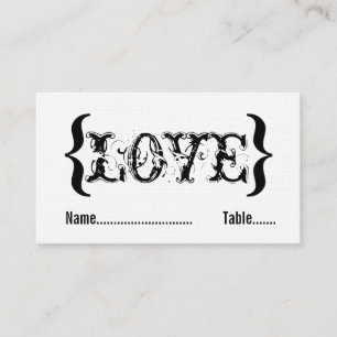 Love's Embrace Wedding Place Card, Black and White Card