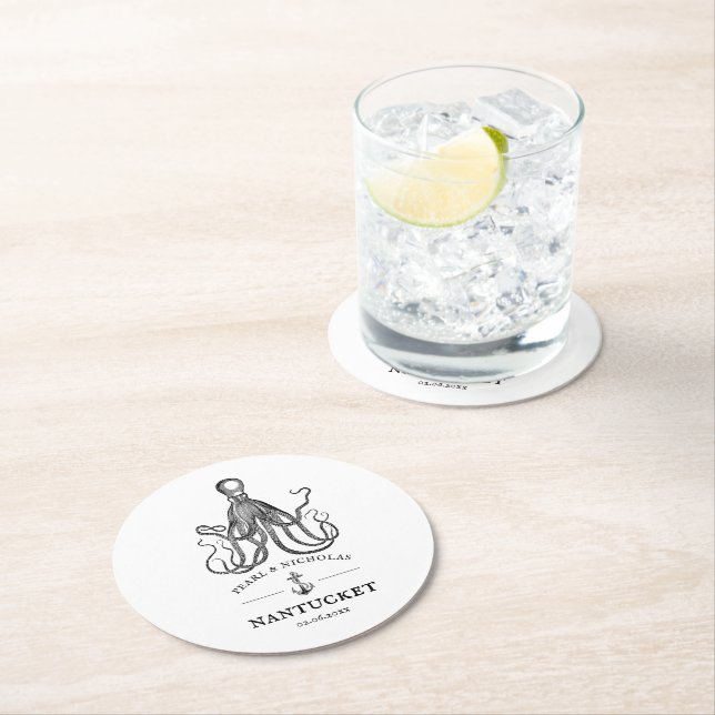 Love's Embrace | Wedding Welcome Round Paper Coaster (Insitu)