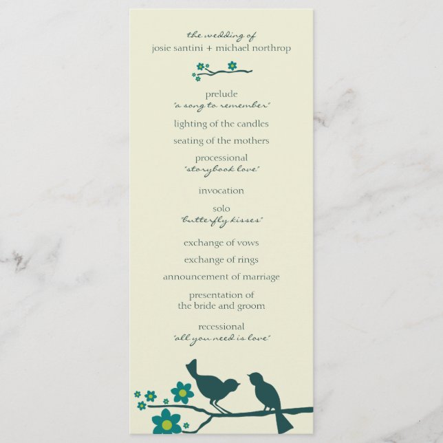 Love's Flight Programs {Peacock} Programme (Front)