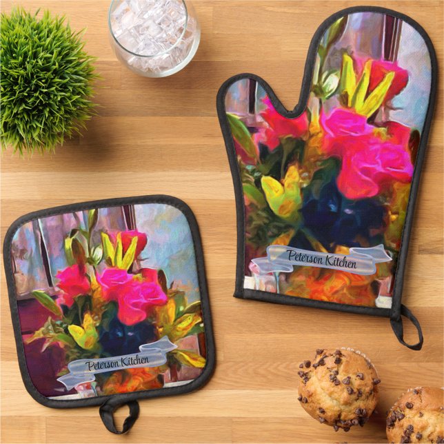 Love's Flowers PM0001 Oven Mitt & Pot Holder Set (Creator Uploaded)