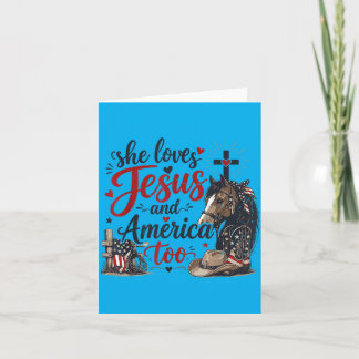 Loves Jesus Aamerica Too 4th July Horse Christian Card