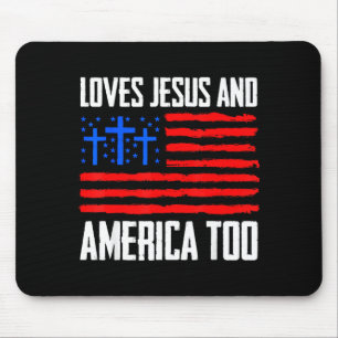 Loves Jesus And America Too 4th Of July Gifts Inde Mouse Pad