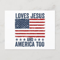 Loves Jesus and America Too God Christian 4th of J