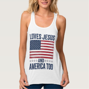 Loves Jesus And America Too Patriotic Christian Sh Singlet