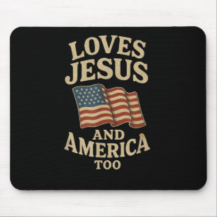 Loves Jesus And America Too Tee Vintage Flag Chris Mouse Pad