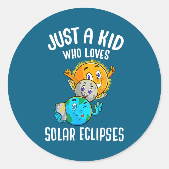 Loves Solar Eclipses Sun Moon Classic Round Sticker (Front)