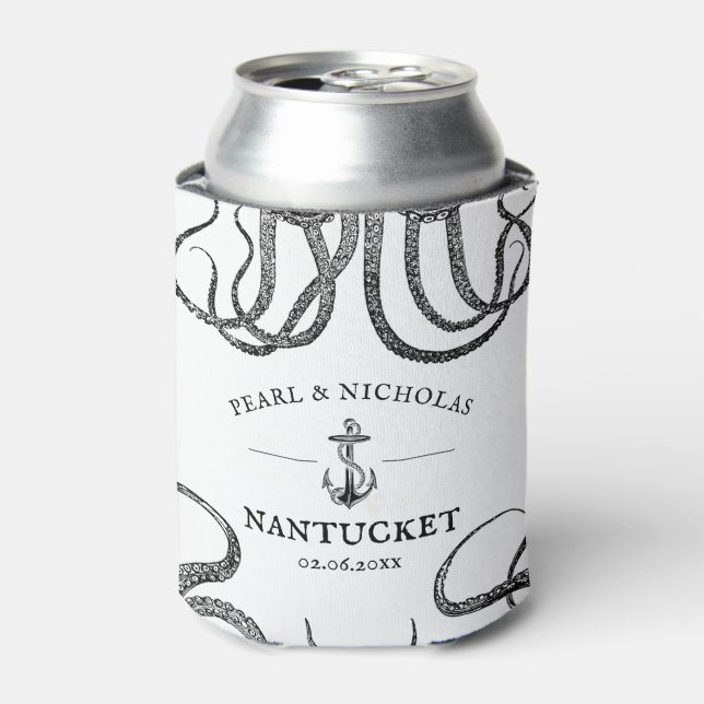 Love's Tentacles | Octopus Themed Beach Can Cooler (Can Front)