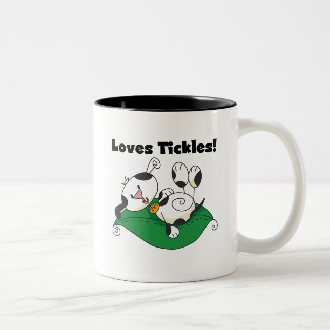 Loves Tickles T-shirts and Gifts Two-Tone Coffee Mug (Right)