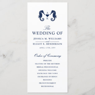 Love's Tide Seahorse Themed Monogram Programme