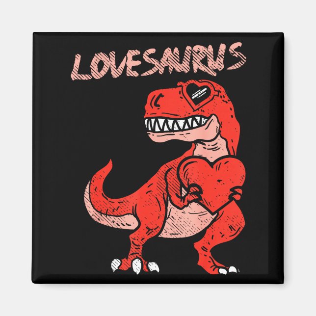 Lovesaurus Trex Dinosaur Heart Cute Valentines Day Magnet (Front)