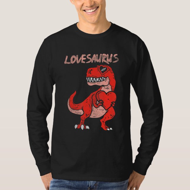 Lovesaurus Trex Dinosaur Heart Cute Valentines Day T-Shirt (Front)