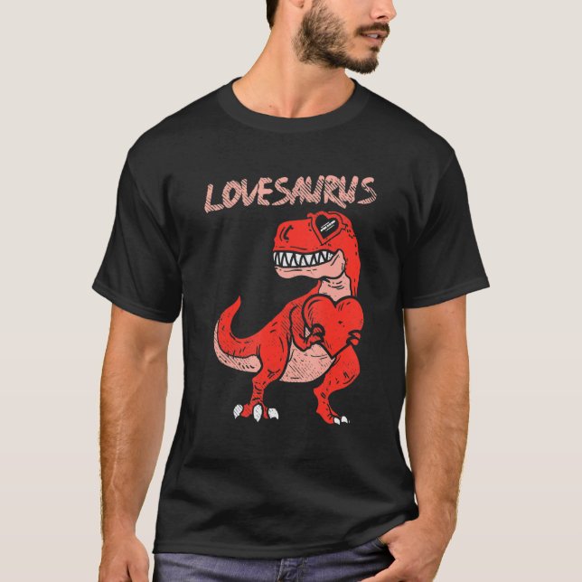 Lovesaurus Trex Dinosaur Heart Cute Valentines Day T-Shirt (Front)