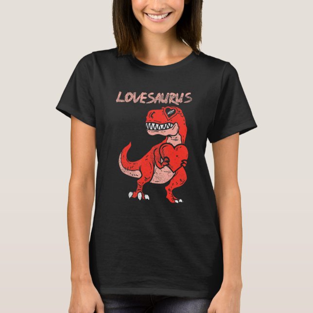 Lovesaurus Trex Dinosaur Heart Cute Valentines Day T-Shirt (Front)
