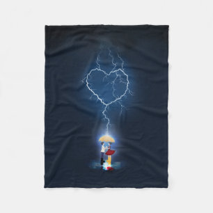 "Lovestruck" Romantic Moment Under an Umbrella Fleece Blanket