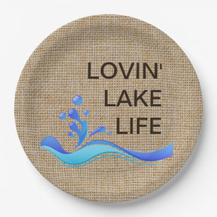 Lovin' Lake Life Burlap Paper Plates