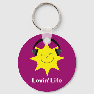 Lovin' life sun & headphones keychain