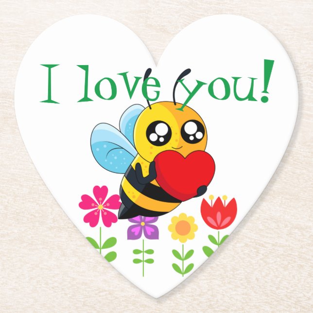 Loving Bee Paper Coaster (Front)