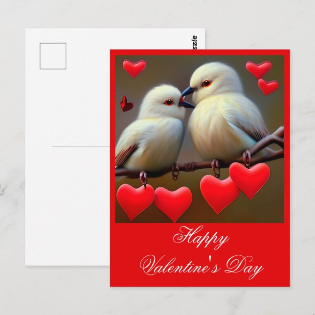 Loving birds valentine postcard (Front/Back)