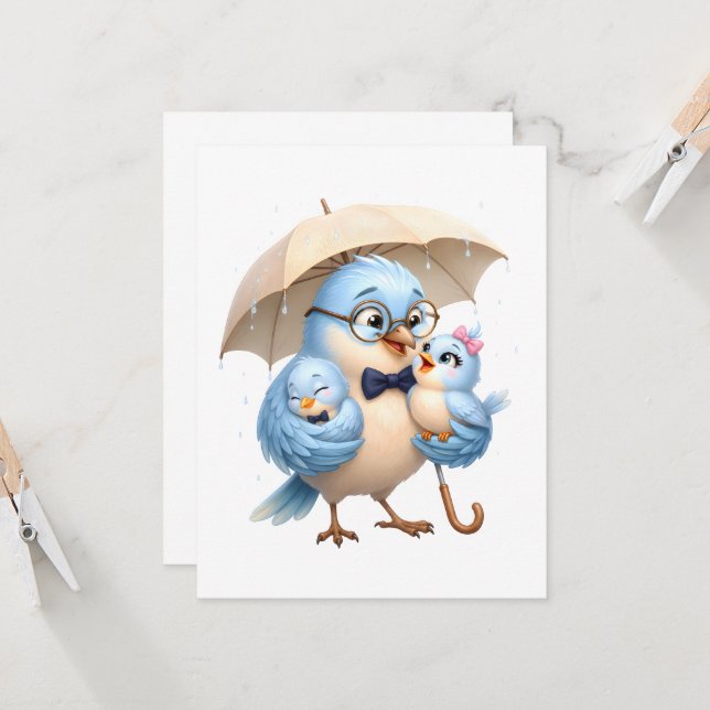 Loving Blue Bird Father Greeting Card (Front/Back In Situ)