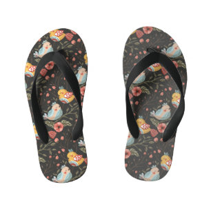 Loving Boho Birds Floral Pattern Kid's Jandals