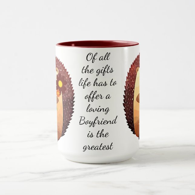 Loving Boyfriend Inspirational Quote Hedgehog Mug (Center)