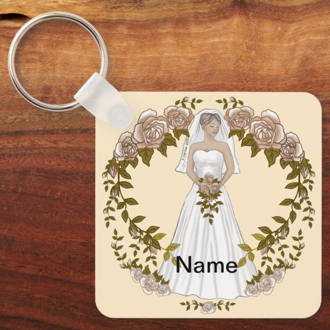 Loving Bride custom Wedding  keychain (Front)