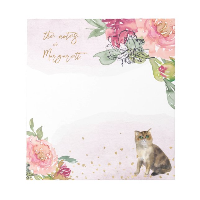 Loving Cat Illustration Girl Daily Notes (Front)