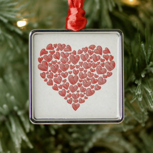 **LOVING CHRISTMAS FILLED WITH HEARTS** METAL TREE DECORATION