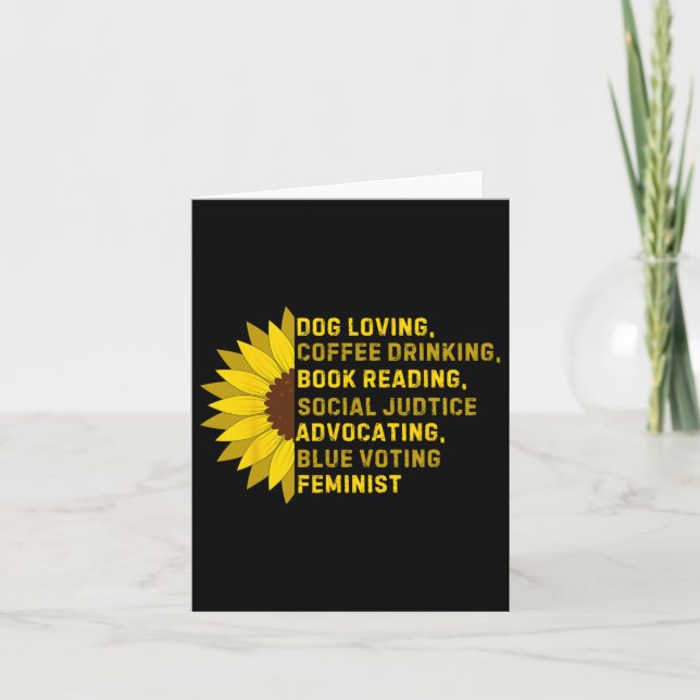 Loving Coffee Drinking Book Reading Social Justice Card (Front)