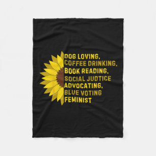 Loving Coffee Drinking Book Reading Social Justice Fleece Blanket