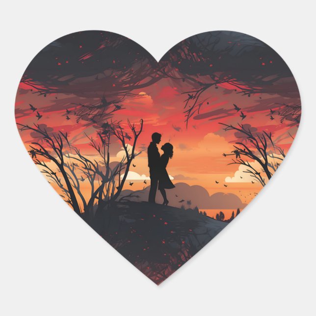 Loving Couple  Heart Sticker (Front)