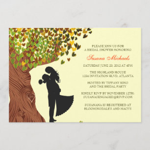 Loving Couple Initials Oak Tree Fall Bridal Shower Invitation