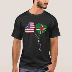 Loving Dominica USA Flag Heart Dominican Americans T-Shirt
