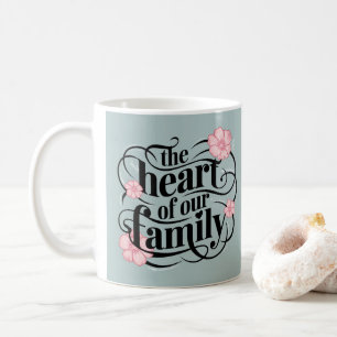 Loving Family Pastel Grey Pink Flowers Coffee Mug