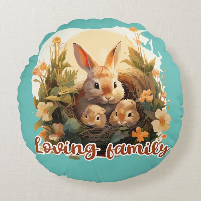 Loving family round cushion (Front)