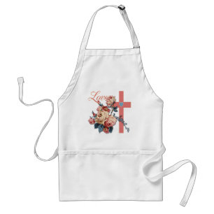 LOVING FLOWERS AND CROSS STANDARD APRON